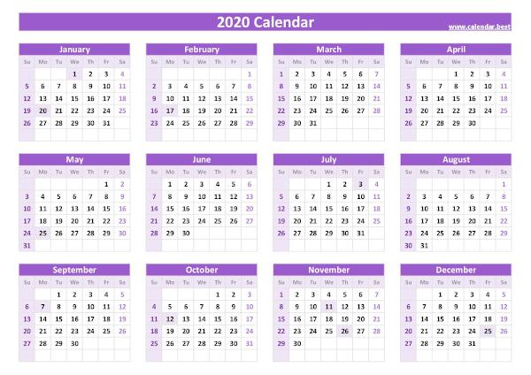 2020 calendar with holidays.