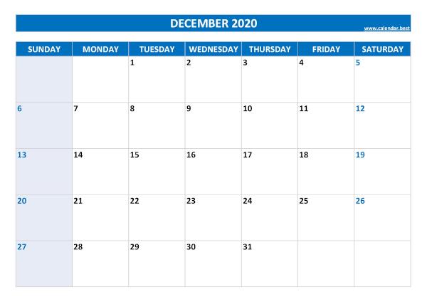 December calendar 2020