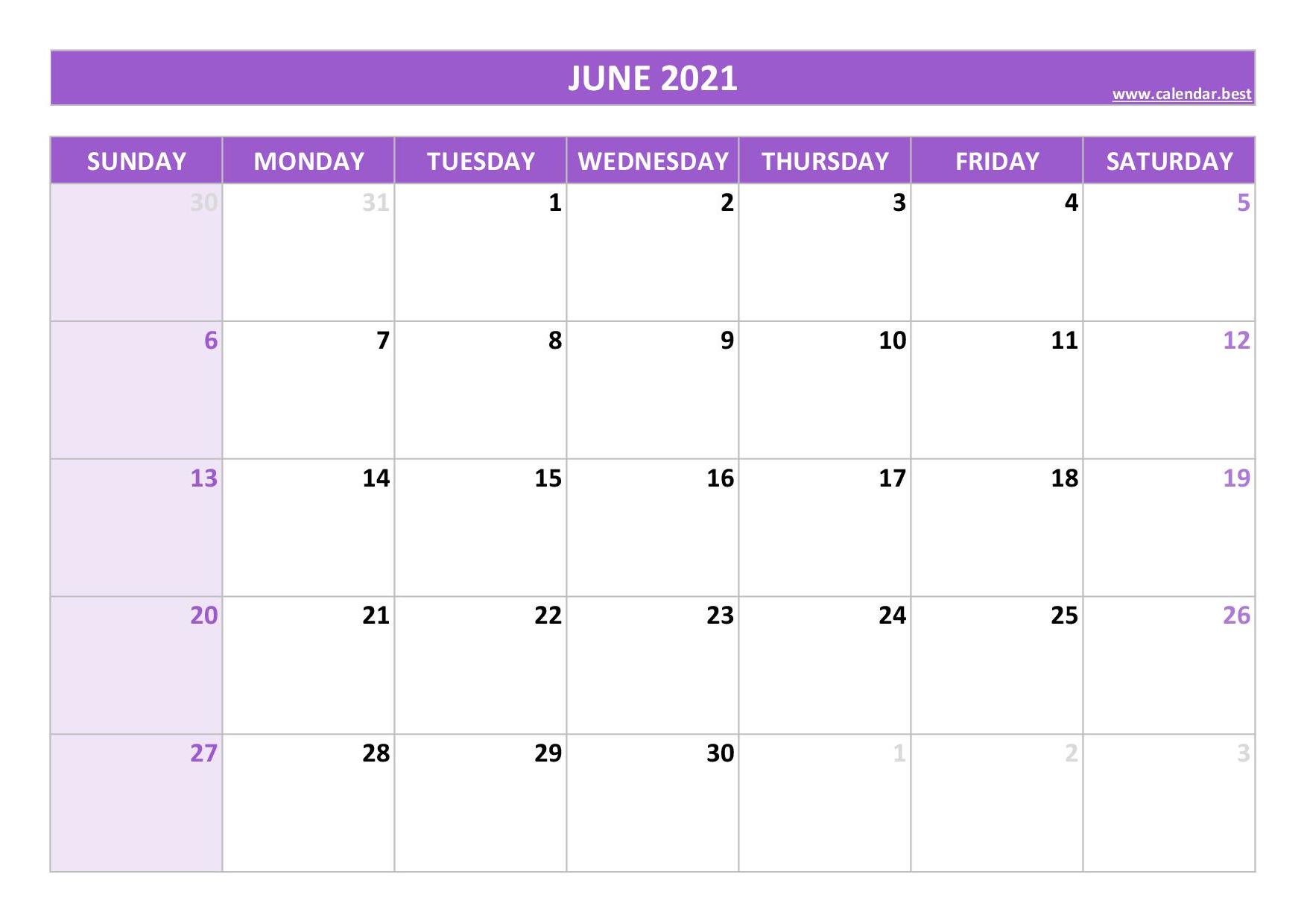 June 2021 kalender