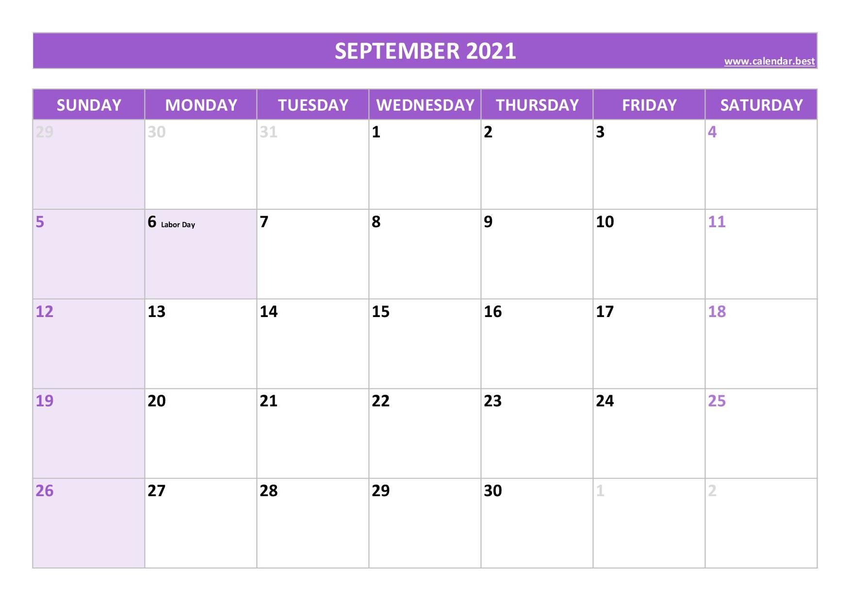 September 2021 calendar Calendar.best