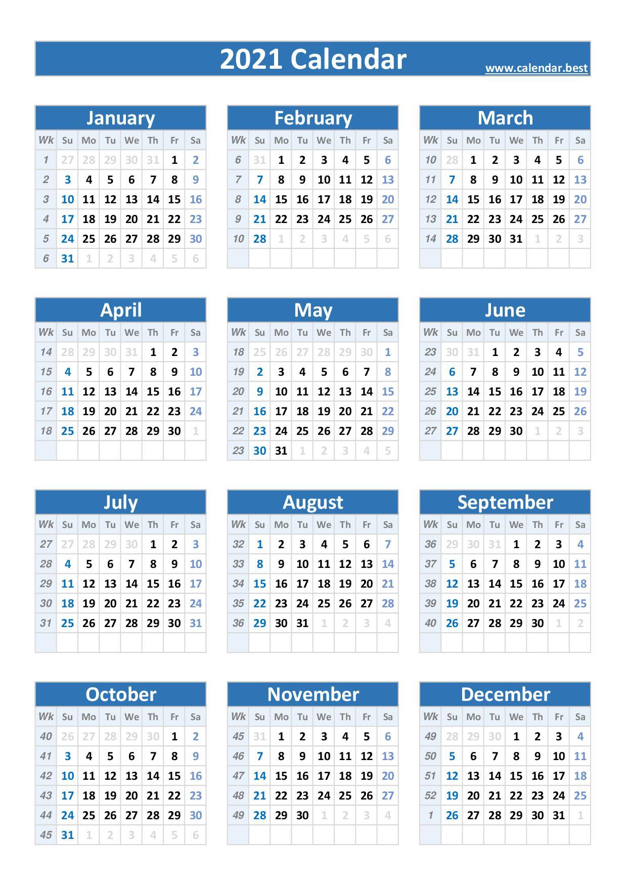 2021 calendar with week numbers -Calendar.best