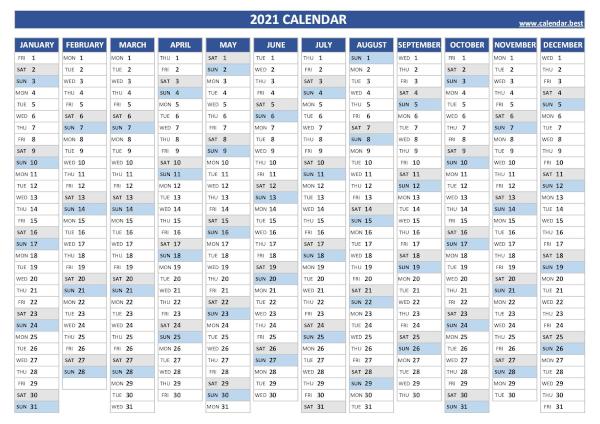 2021 calendar