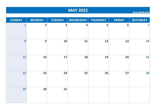 May 2022 calendar -Calendar.best