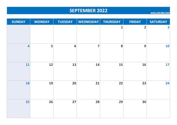 September calendar 2022