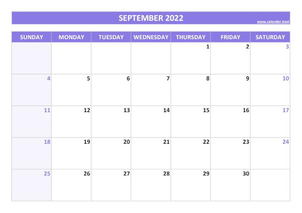 September calendar 2022
