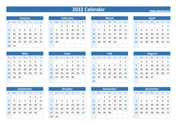 2022 calendar.