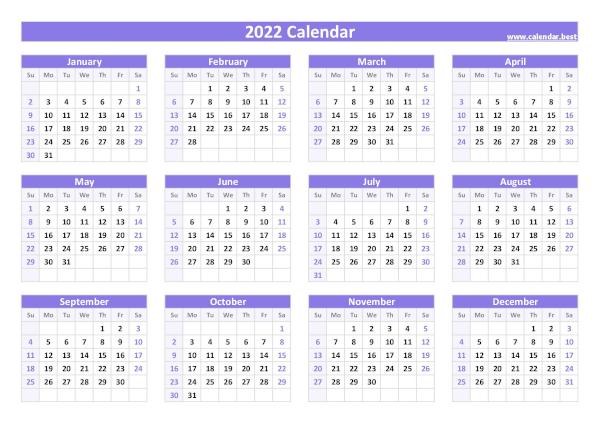 Printable 2022 Year Calendar 2022 Calendar With Week Numbers