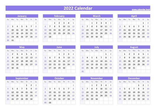 2022 calendar