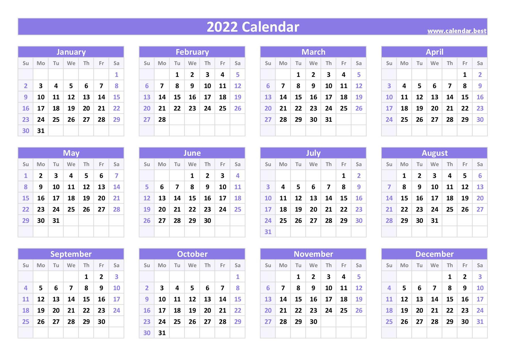 22 Calendar With Week Numbers
