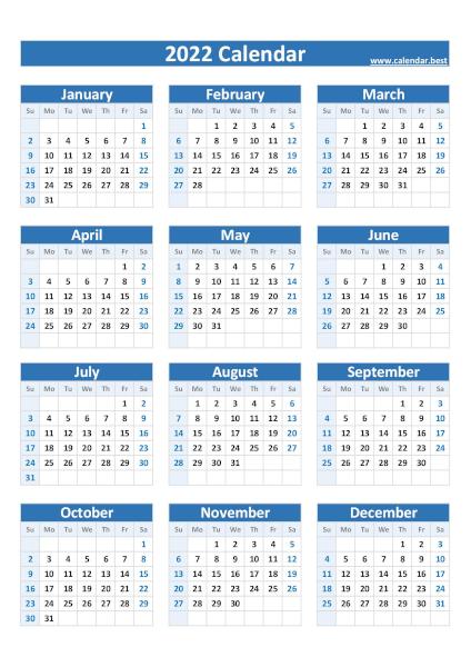 2022 calendar