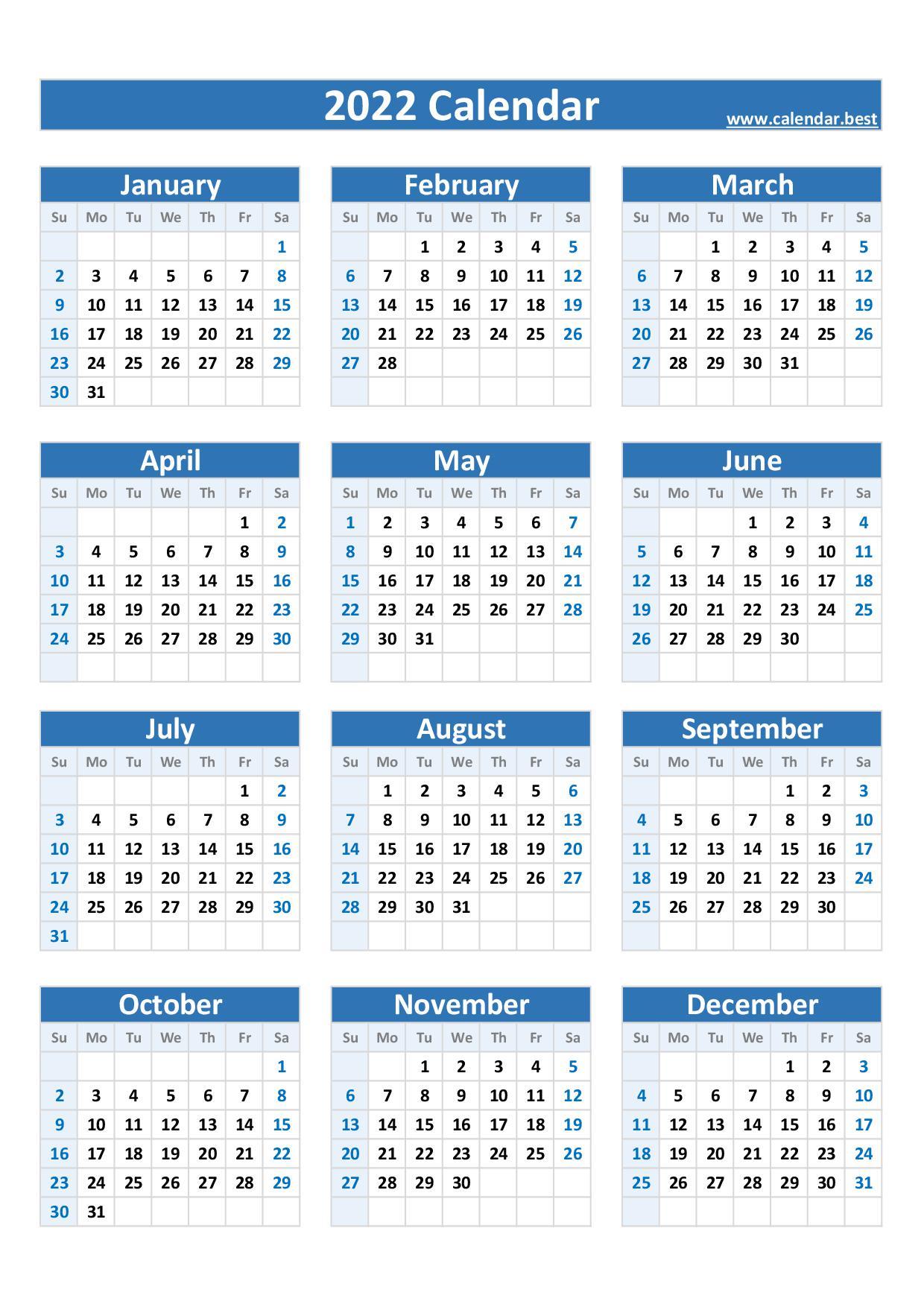 Portrait Calendar 2022 2022 Calendar With Week Numbers