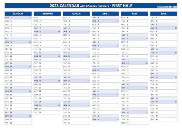 2023 half year calendar to print 2023 half year calendar to print