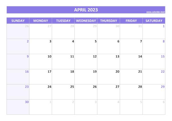 April calendar 2023