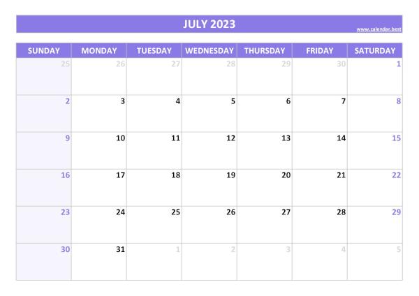 July calendar 2023