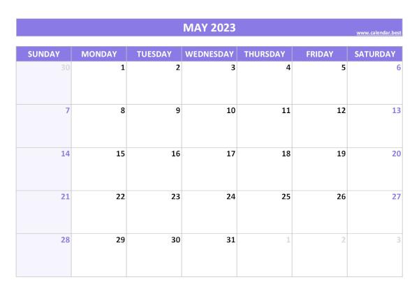 May calendar 2023