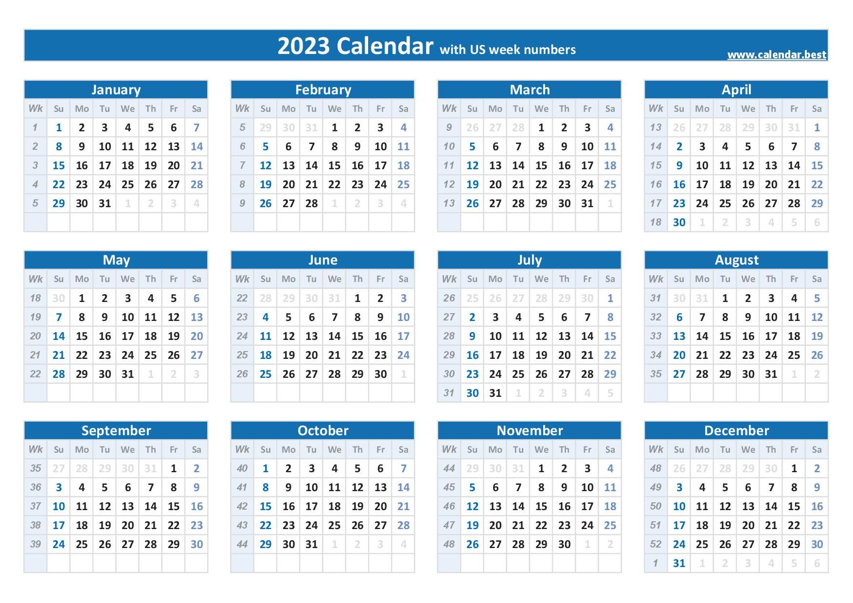 Week Numbers For 2023 List And Calendar Calendar best
