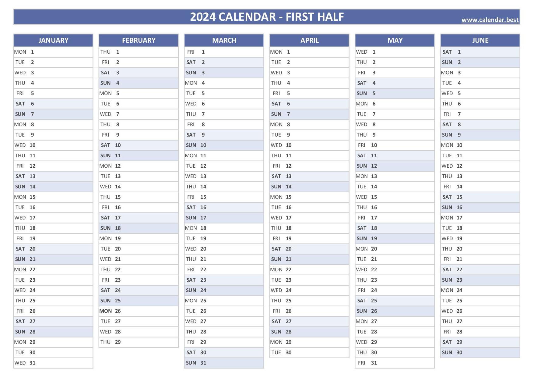 2024 Yearly Calendar