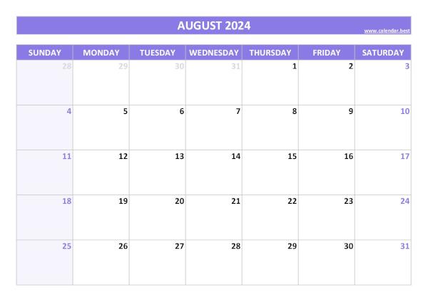 August calendar 2024