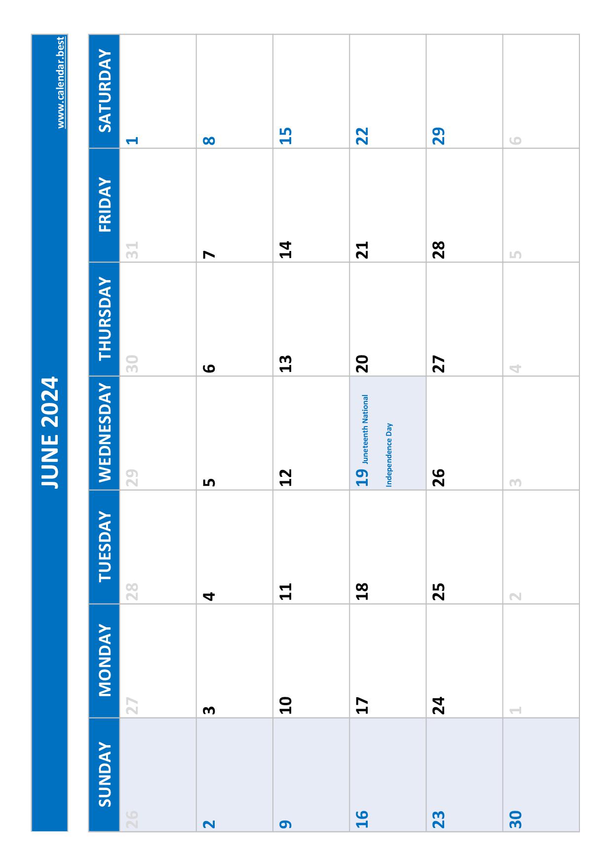 2024 calendar with holidays (US Federal Holidays)