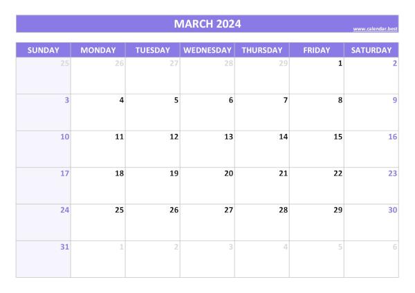 March calendar 2024