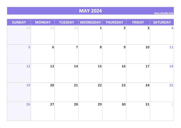 May calendar 2024