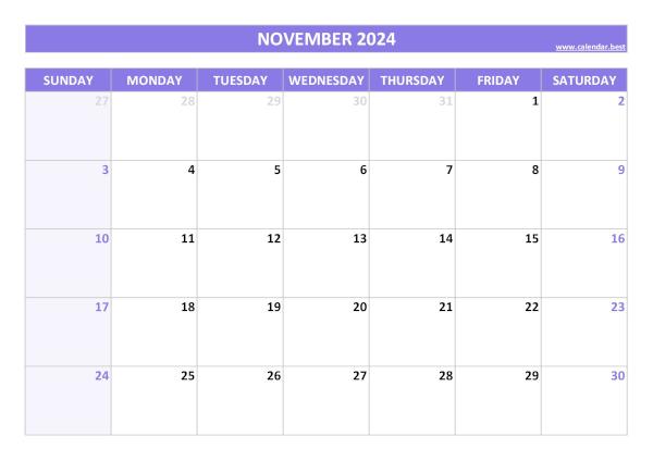 November calendar 2024