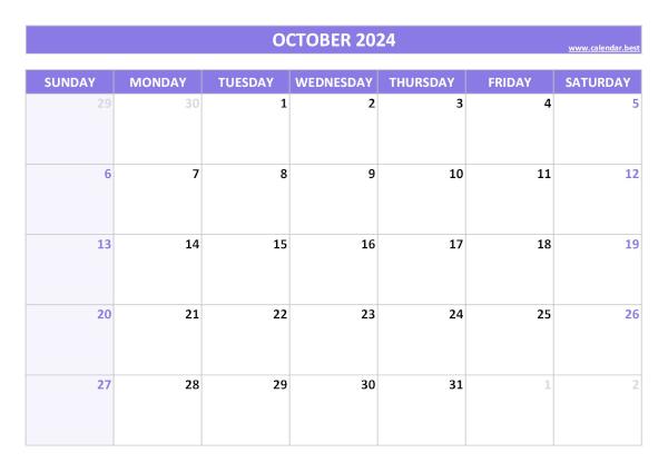 October calendar 2024