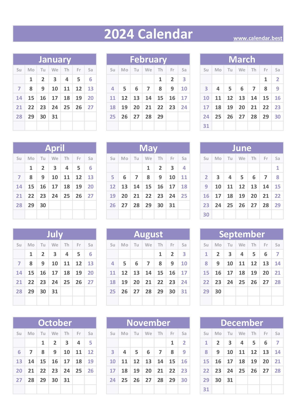 2024 Calendar With Week Numbers