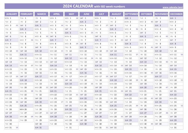 2024 calendar with iso week numbers