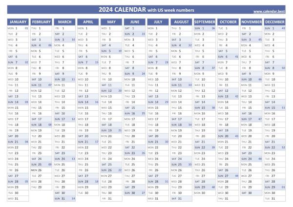 2024 calendar with week numbers