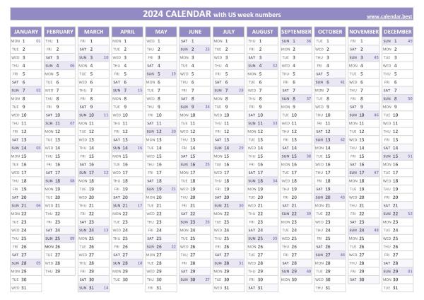 2024 calendar with week numbers