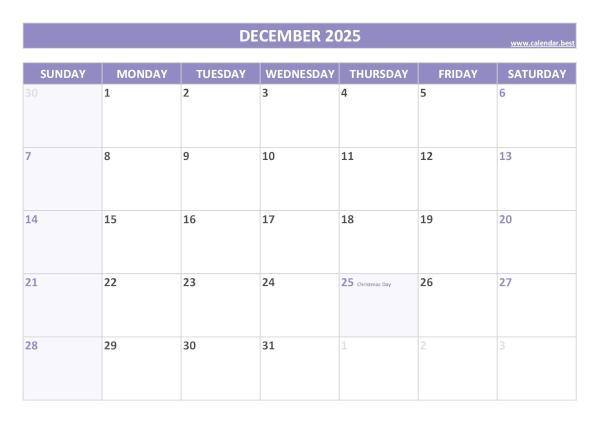 december 2025 calendar with holidays