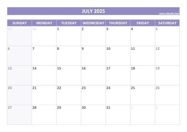 July calendar 2025