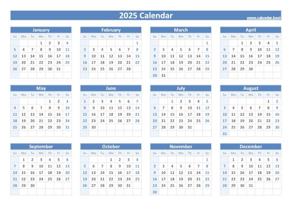 2025 calendar