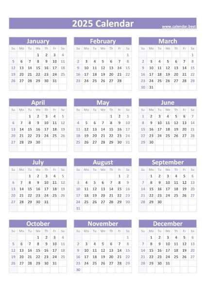 2025 calendar with blank notes