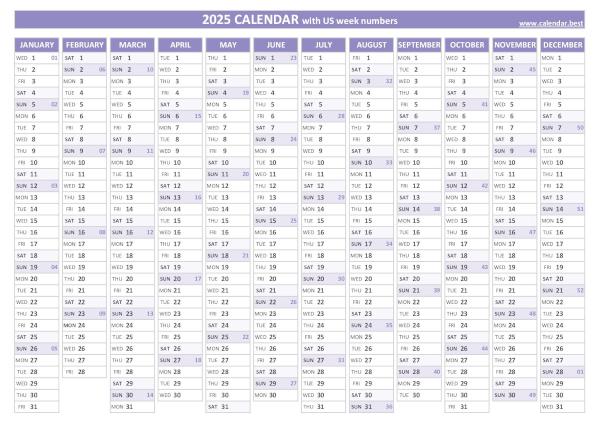 2025 calendar with week numbers