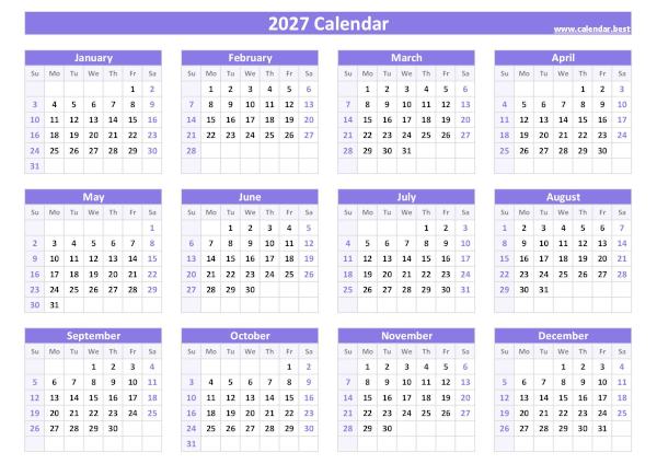 2027 calendar