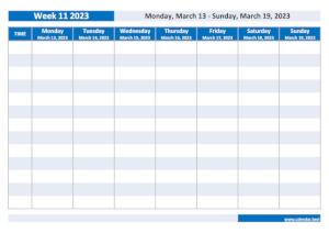 Weekly calendar to print: week 11 2023.