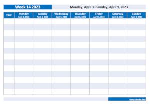 Weekly calendar to print: week 14 2023.