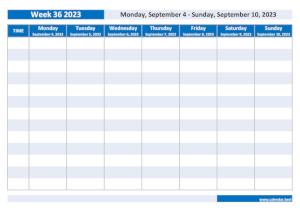 Weekly calendar to print: week 36 2023.