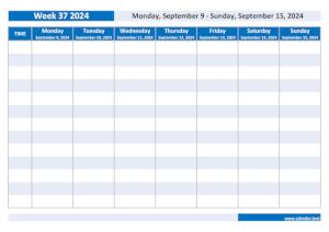 Weekly calendar to print: week 37 2024.