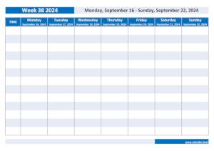 Weekly calendar to print: week 38 2024.