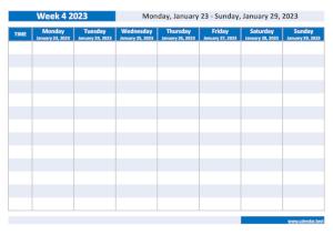 Weekly calendar to print: week 4 2023.