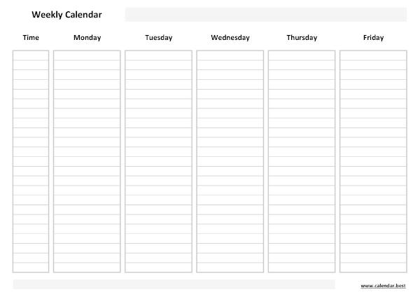 Weekly work schedule (white template)