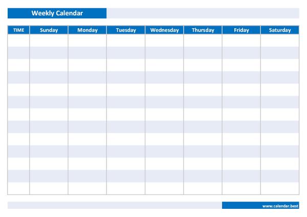 Printable weekly schedule (blue template)
