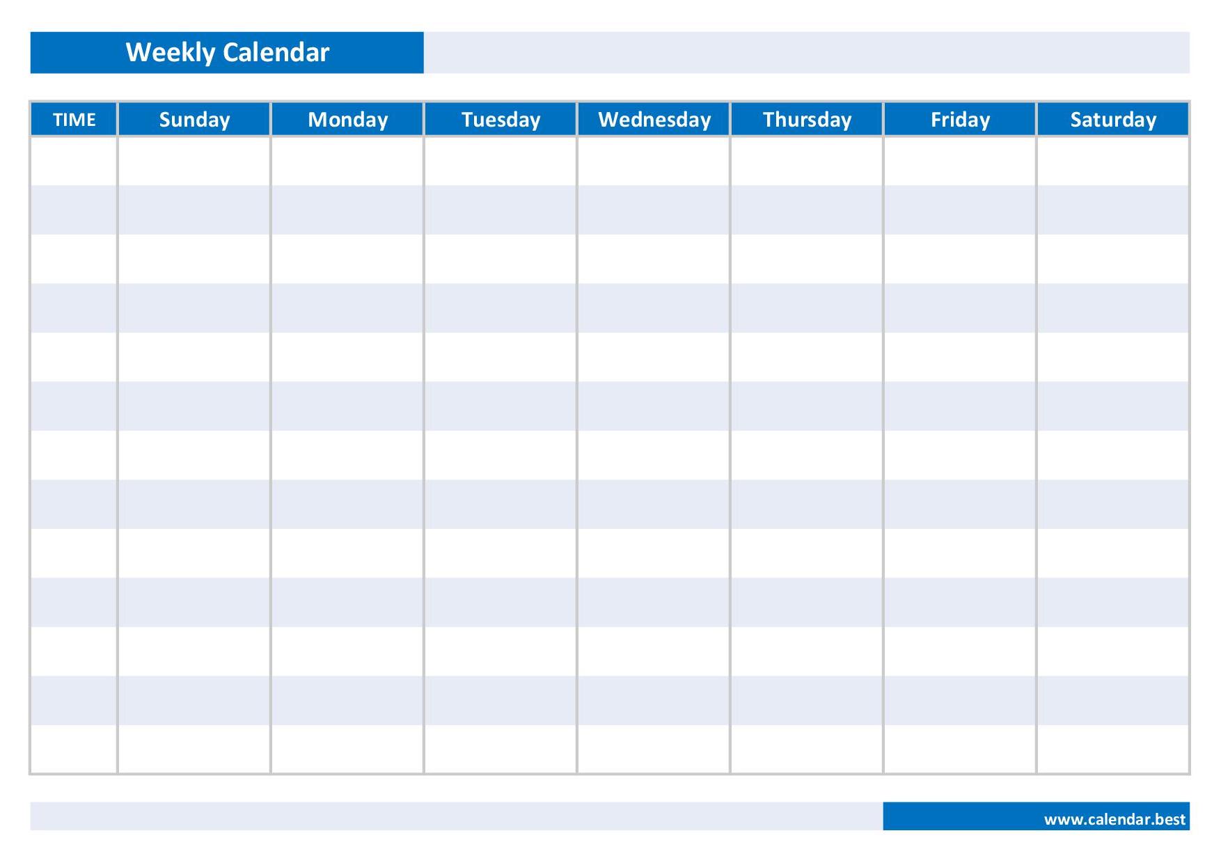 1 Week Calendar Printable 26 Blank Weekly Calendar Templates Pdf