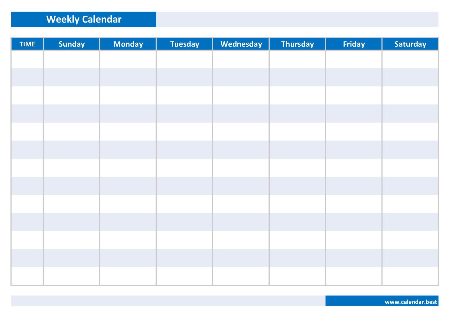 Weekly Calendar Weekly Schedule Calendar best