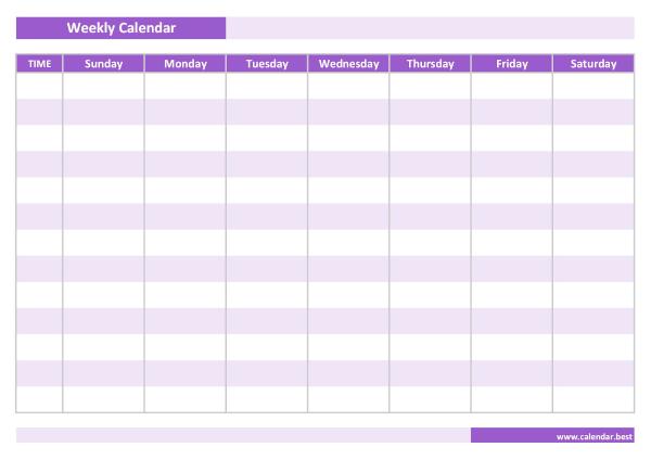 Printable weekly schedule (purple template)