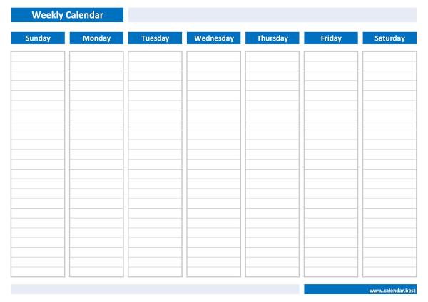 Lined Style Weekly Planner Template Template - Printable PDF