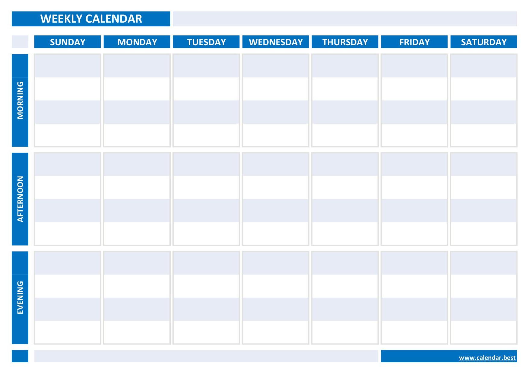 Weekly calendar.